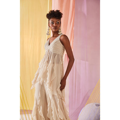 Anu Pellakuru Ivory Mimosa Embroidered Co-Ord (Set of 2)