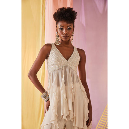 Anu Pellakuru Ivory Mimosa Embroidered Co-Ord (Set of 2)