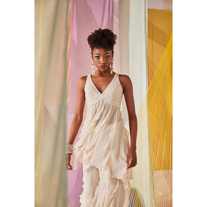 Anu Pellakuru Ivory Mimosa Embroidered Co-Ord (Set of 2)