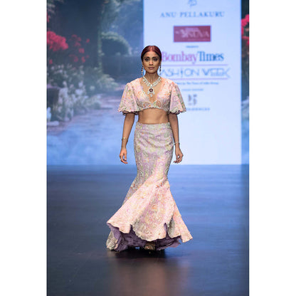 Anu Pellakuru Swarni Embroidered Lehenga with Blouse (Set of 2)