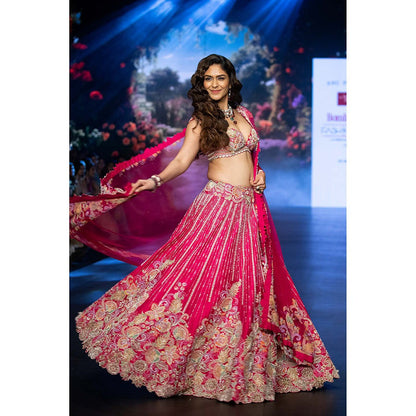 Anu Pellakuru Pink Raha Embroidered Lehenga with Blouse and Dupatta (Set of 3)