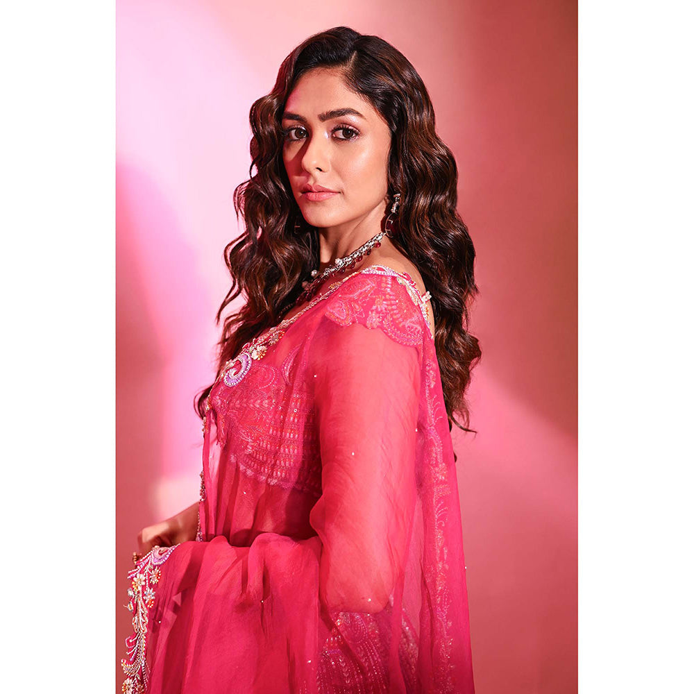 Anu Pellakuru Pink Raha Embroidered Lehenga with Blouse and Dupatta (Set of 3)