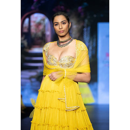 Anu Pellakuru Yellow Gargi Embroidered Anarkali and Dupatta (Set of 2)