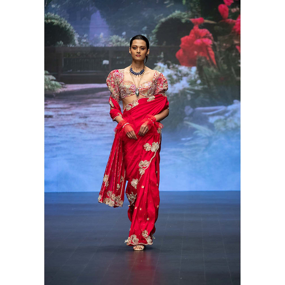 Anu Pellakuru Pink Manita Saree with Stitched Blouse