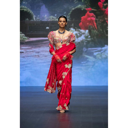 Anu Pellakuru Pink Manita Saree with Stitched Blouse