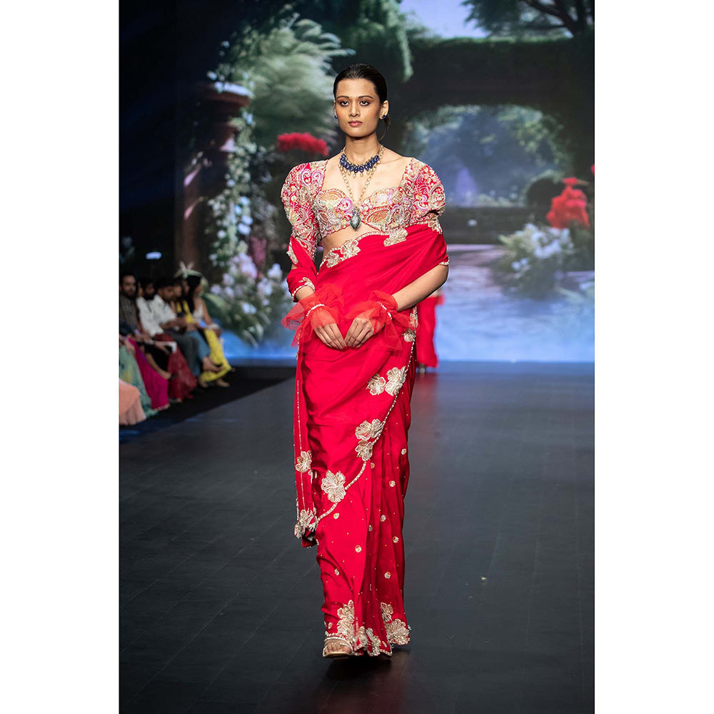 Anu Pellakuru Pink Manita Saree with Stitched Blouse