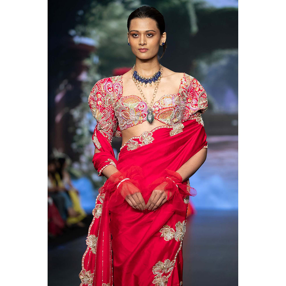 Anu Pellakuru Pink Manita Saree with Stitched Blouse