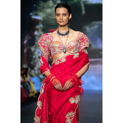 Anu Pellakuru Pink Manita Saree with Stitched Blouse