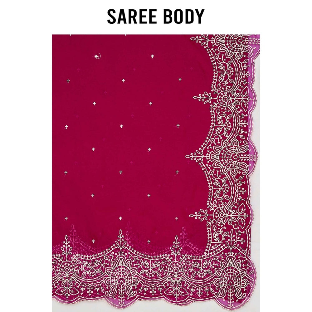 Aparnaa Pink Embroidered Pink Saree with Unstitched Blouse