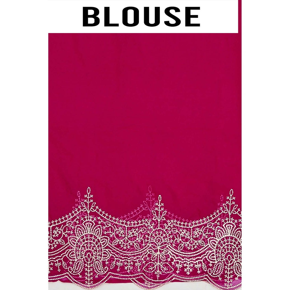 Aparnaa Pink Embroidered Pink Saree with Unstitched Blouse