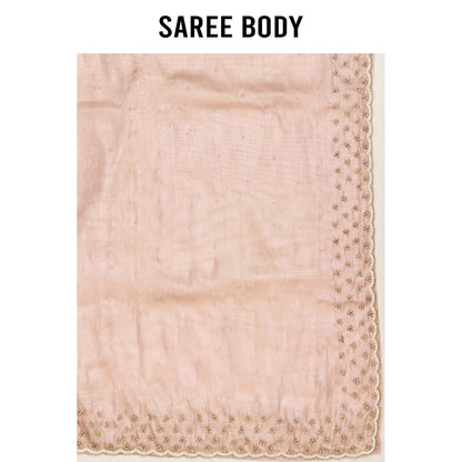 Aparnaa Light Beige Tissue Organza Saree with Unstitched Blouse