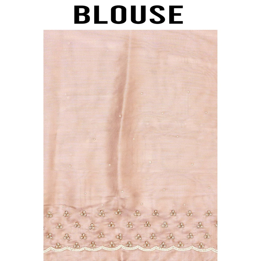 Aparnaa Light Beige Tissue Organza Saree with Unstitched Blouse