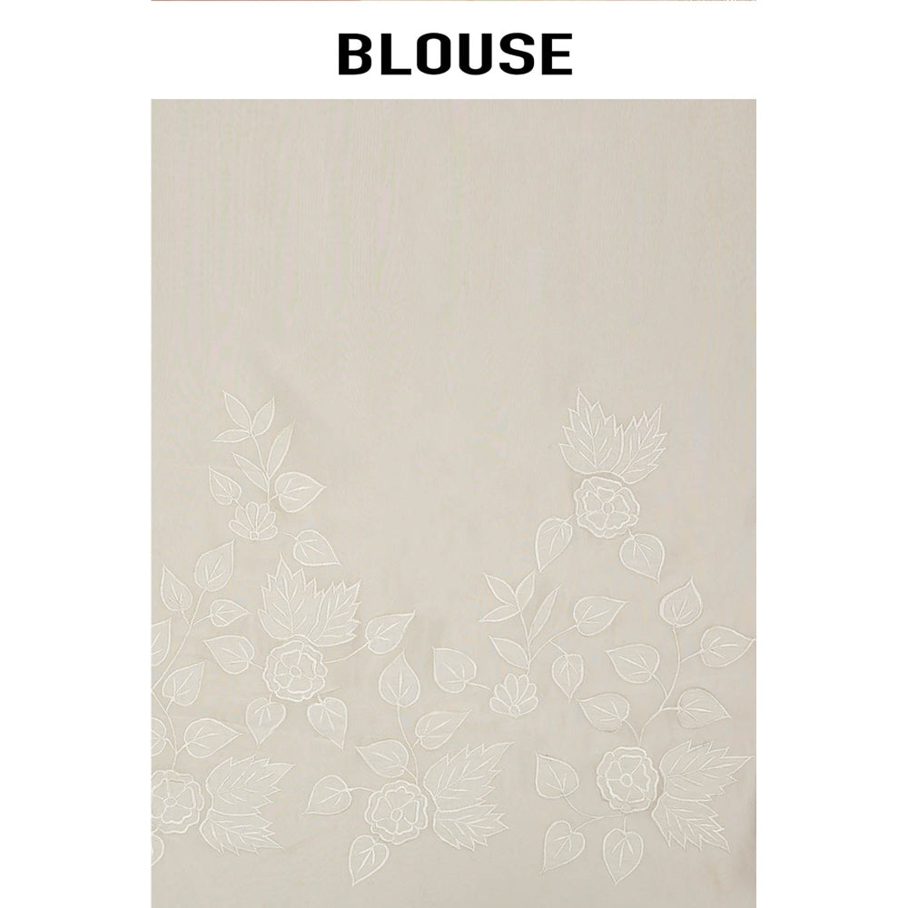 Aparnaa White Tissue Applique Saree with Unstitched Blouse