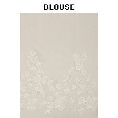 Aparnaa White Tissue Applique Saree with Unstitched Blouse