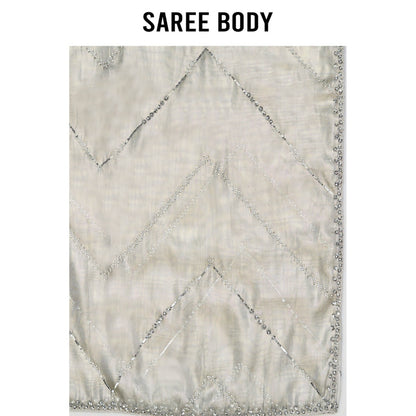 Aparnaa White Raina Silk Saree with Unstitched Blouse