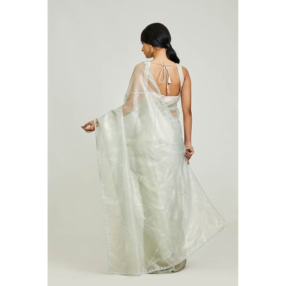 Aparnaa White Raina Silk Saree with Unstitched Blouse