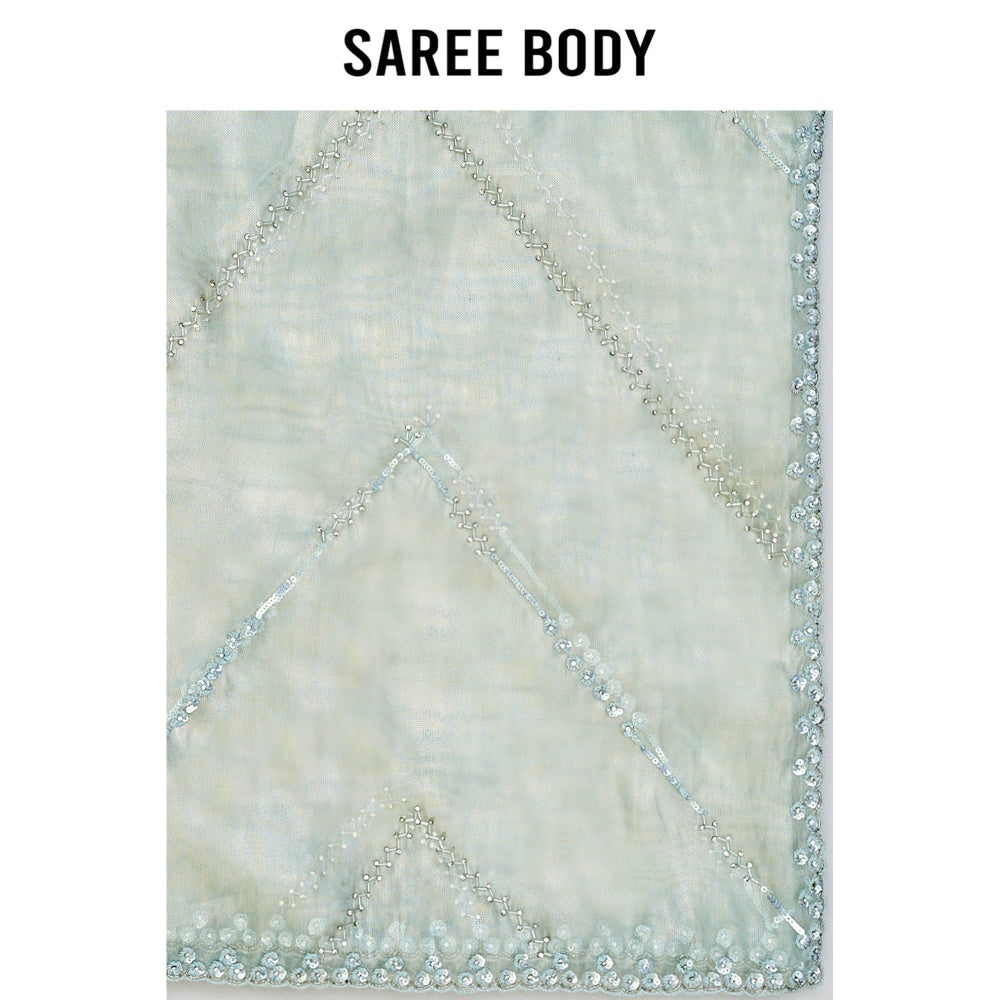 Aparnaa White Raina Silk Saree with Unstitched Blouse