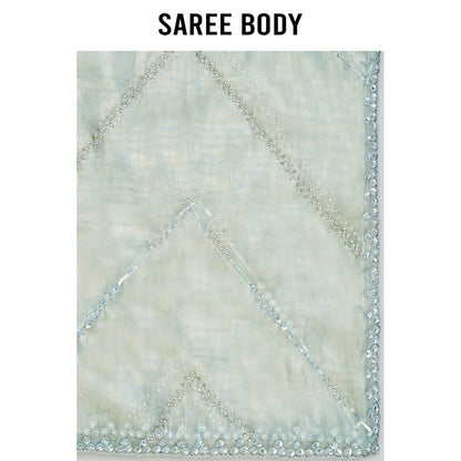Aparnaa White Raina Silk Saree with Unstitched Blouse
