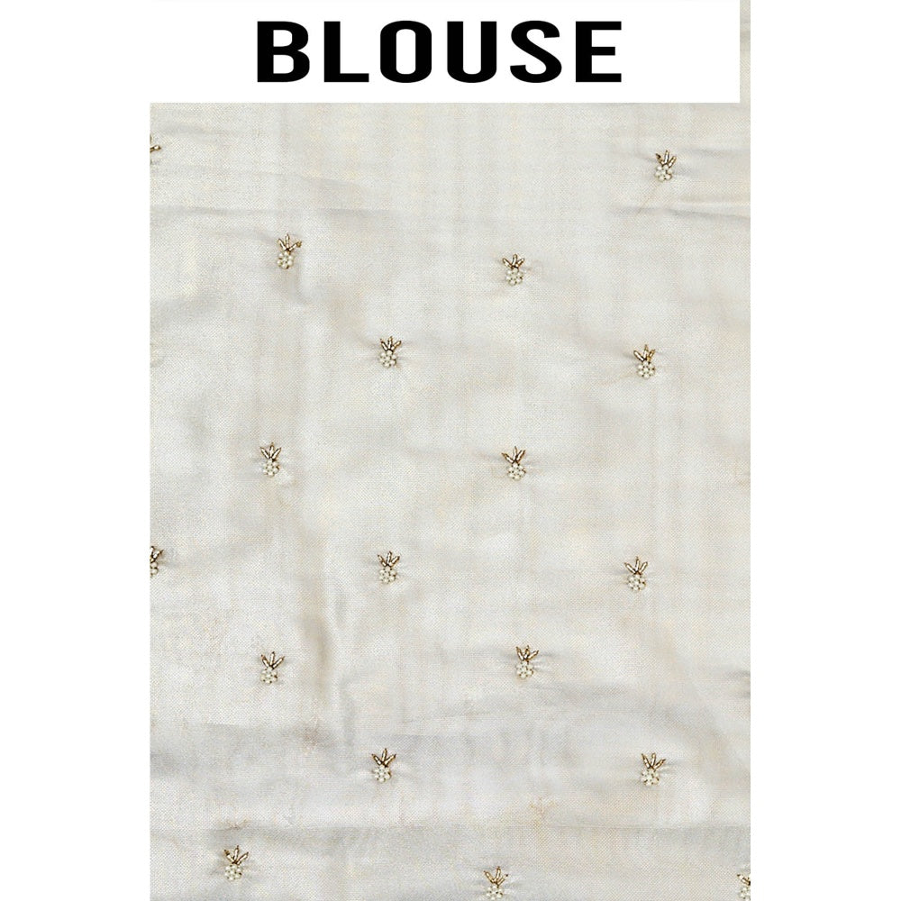 Aparnaa White Raina Silk Saree with Unstitched Blouse