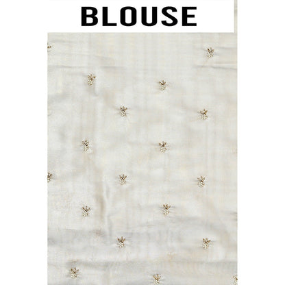 Aparnaa White Raina Silk Saree with Unstitched Blouse