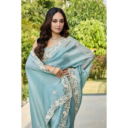 Aparnaa Sky Blue Onyx Saree with Unstitched Blouse