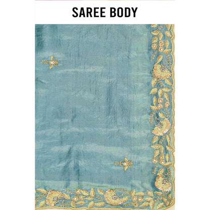 Aparnaa Sky Blue Onyx Saree with Unstitched Blouse