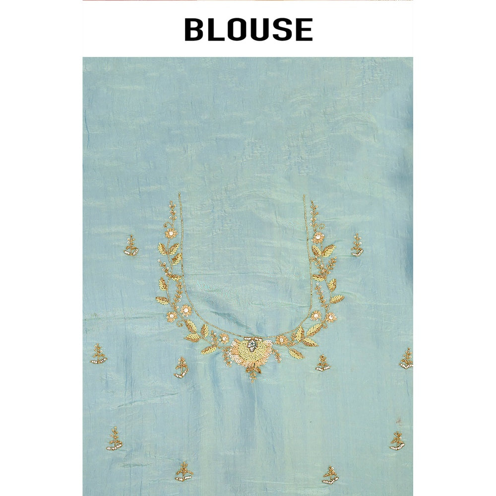 Aparnaa Sky Blue Onyx Saree with Unstitched Blouse