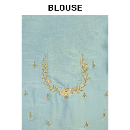 Aparnaa Sky Blue Onyx Saree with Unstitched Blouse