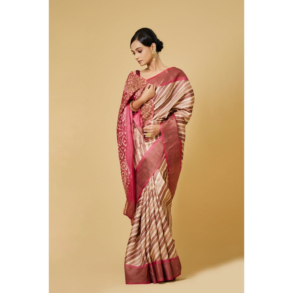 Aparnaa Pink Colour Tussar Saree with Unstitched Blouse