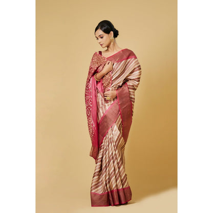 Aparnaa Pink Colour Tussar Saree with Unstitched Blouse
