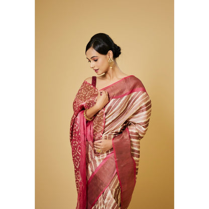 Aparnaa Pink Colour Tussar Saree with Unstitched Blouse