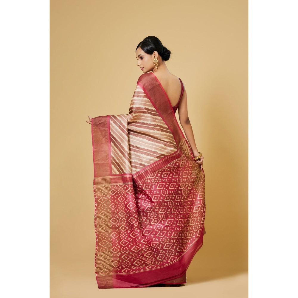 Aparnaa Pink Colour Tussar Saree with Unstitched Blouse