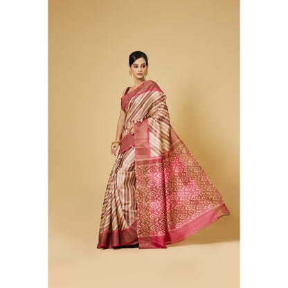 Aparnaa Pink Colour Tussar Saree with Unstitched Blouse