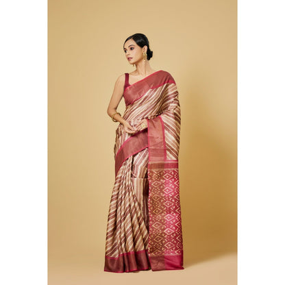 Aparnaa Pink Colour Tussar Saree with Unstitched Blouse