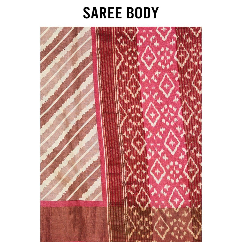 Aparnaa Pink Colour Tussar Saree with Unstitched Blouse