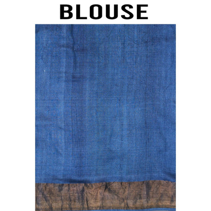 Aparnaa Blue Tussar Saree with Unstitched Blouse