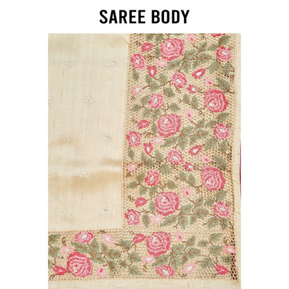 Aparnaa Off White Tussar Saree with Unstitched Blouse
