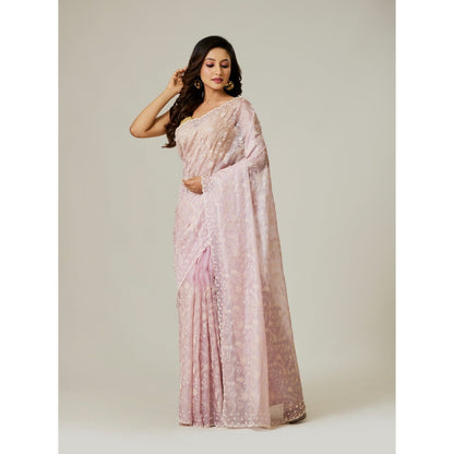 Aparnaa Lavender Silk Kota Saree with Unstitched Blouse