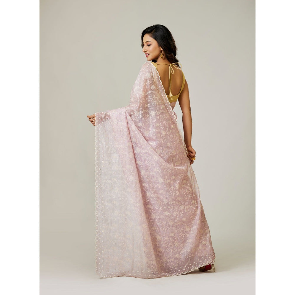 Aparnaa Lavender Silk Kota Saree with Unstitched Blouse