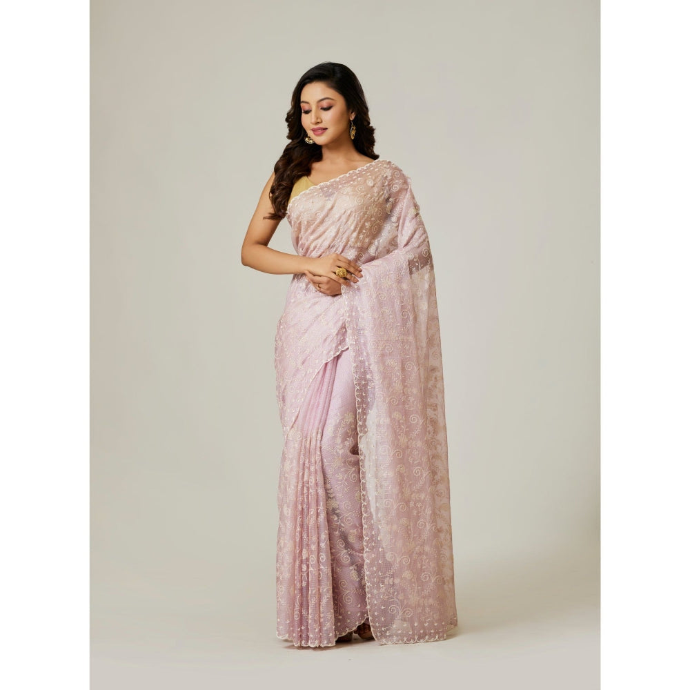 Aparnaa Lavender Silk Kota Saree with Unstitched Blouse