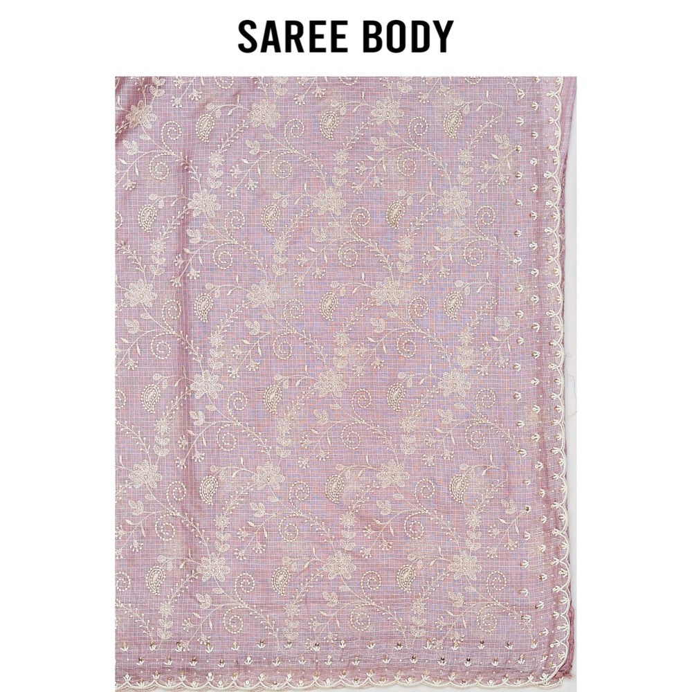 Aparnaa Lavender Silk Kota Saree with Unstitched Blouse