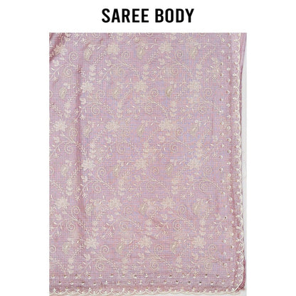 Aparnaa Lavender Silk Kota Saree with Unstitched Blouse