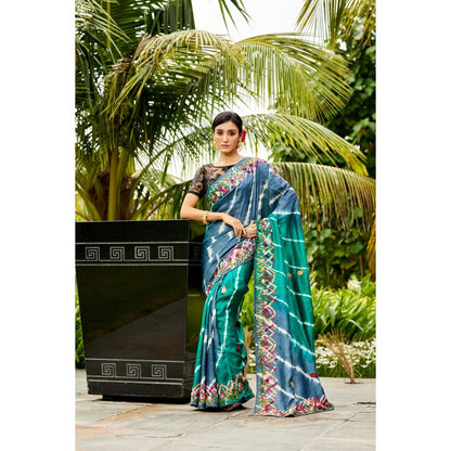 Aparnaa Teal 2D Shade Pure Tussar Saree with Unstitched Blouse