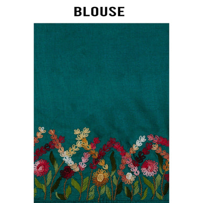 Aparnaa Teal 2D Shade Pure Tussar Saree with Unstitched Blouse