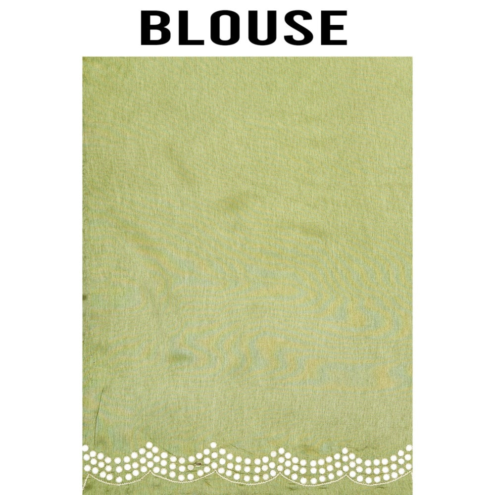 Aparnaa Green Leaf Printed Saree with Unstitched Blouse