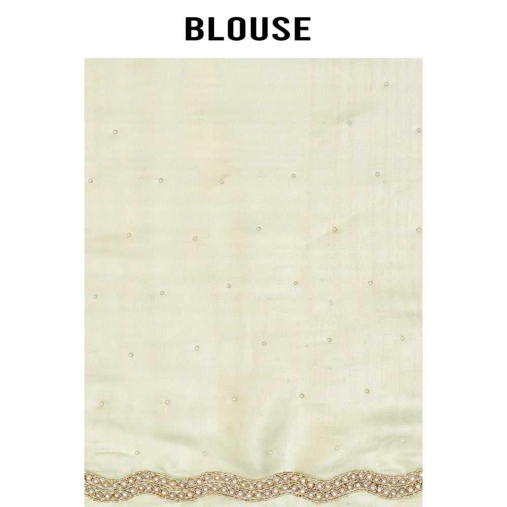 Aparnaa Olive Green Organza Tissue Saree with Unstitched Blouse