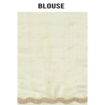 Aparnaa Olive Green Organza Tissue Saree with Unstitched Blouse