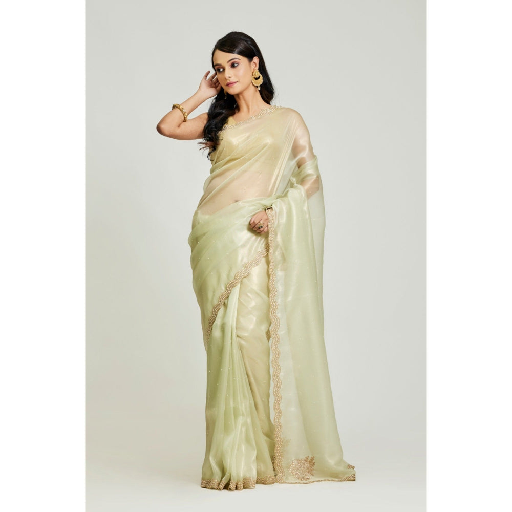Aparnaa Green Pista Colour Raina Silk with Unstitched Blouse
