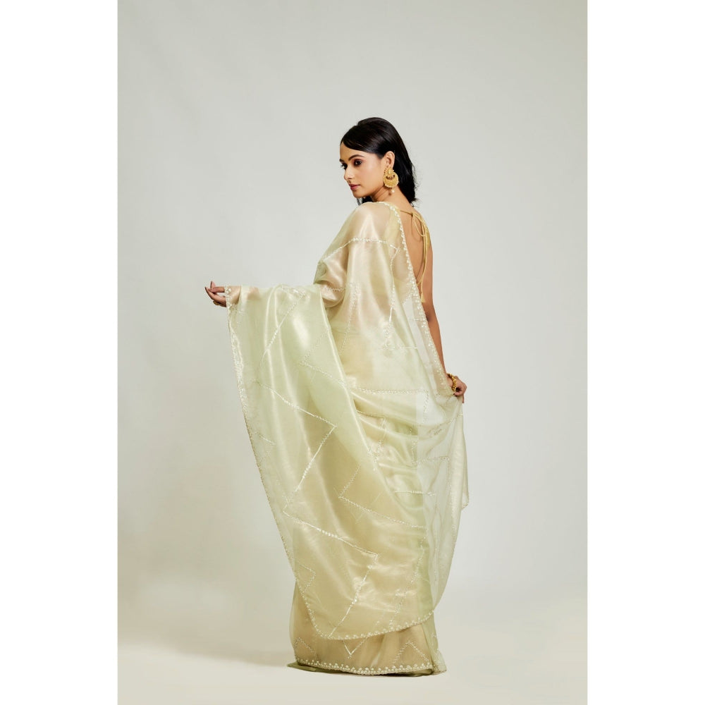 Aparnaa Green Pista Colour Raina Silk with Unstitched Blouse