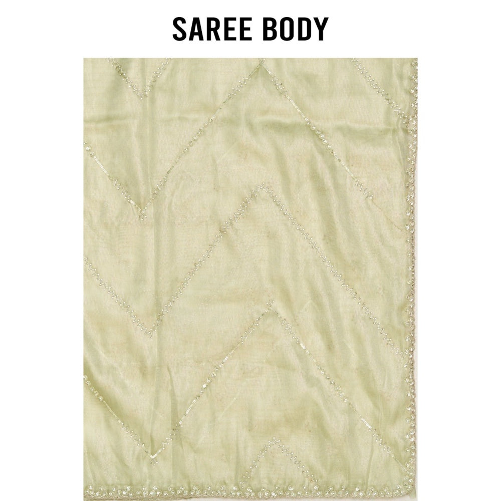 Aparnaa Green Pista Colour Raina Silk with Unstitched Blouse